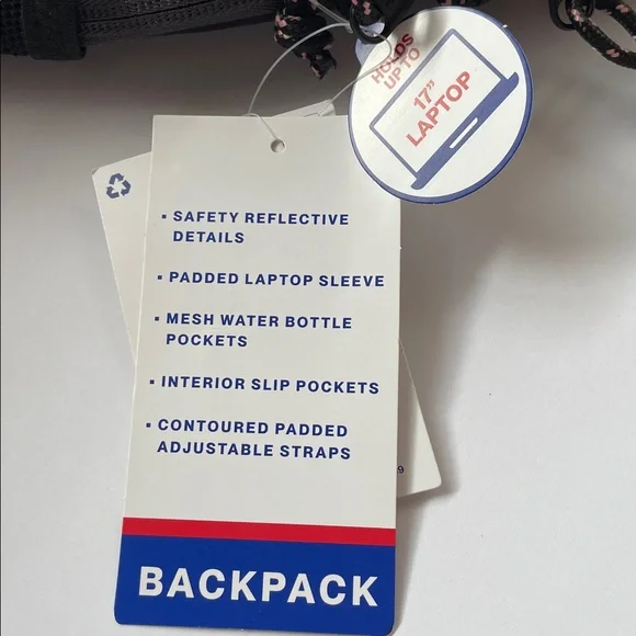 NWT Champion Black Backpack with Reflective Strip and Pink Trim - Picture 4 of 4